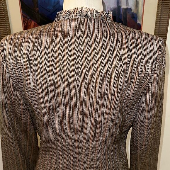 Harve Benard Tweed Fringe Brown Jacket Size 10 - Picture 6 of 8